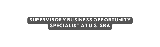Supervisory Business Opportunity Specialist at U S SBA